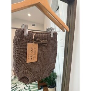 The Simple Folk Alpaca Bloomer Fawn‎ Brown Knit Shorts Bow Size 4-5Y Fall Cozy